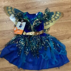 Sparkling Blue and Gold Fairy Costume for Kids